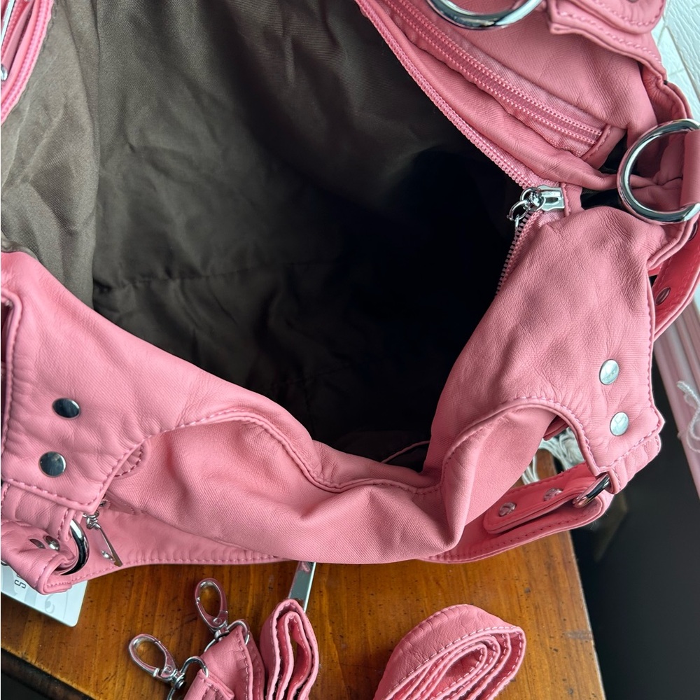 Pink Satchel Shoulder Faux Leather Bag - Picture 8 of 8